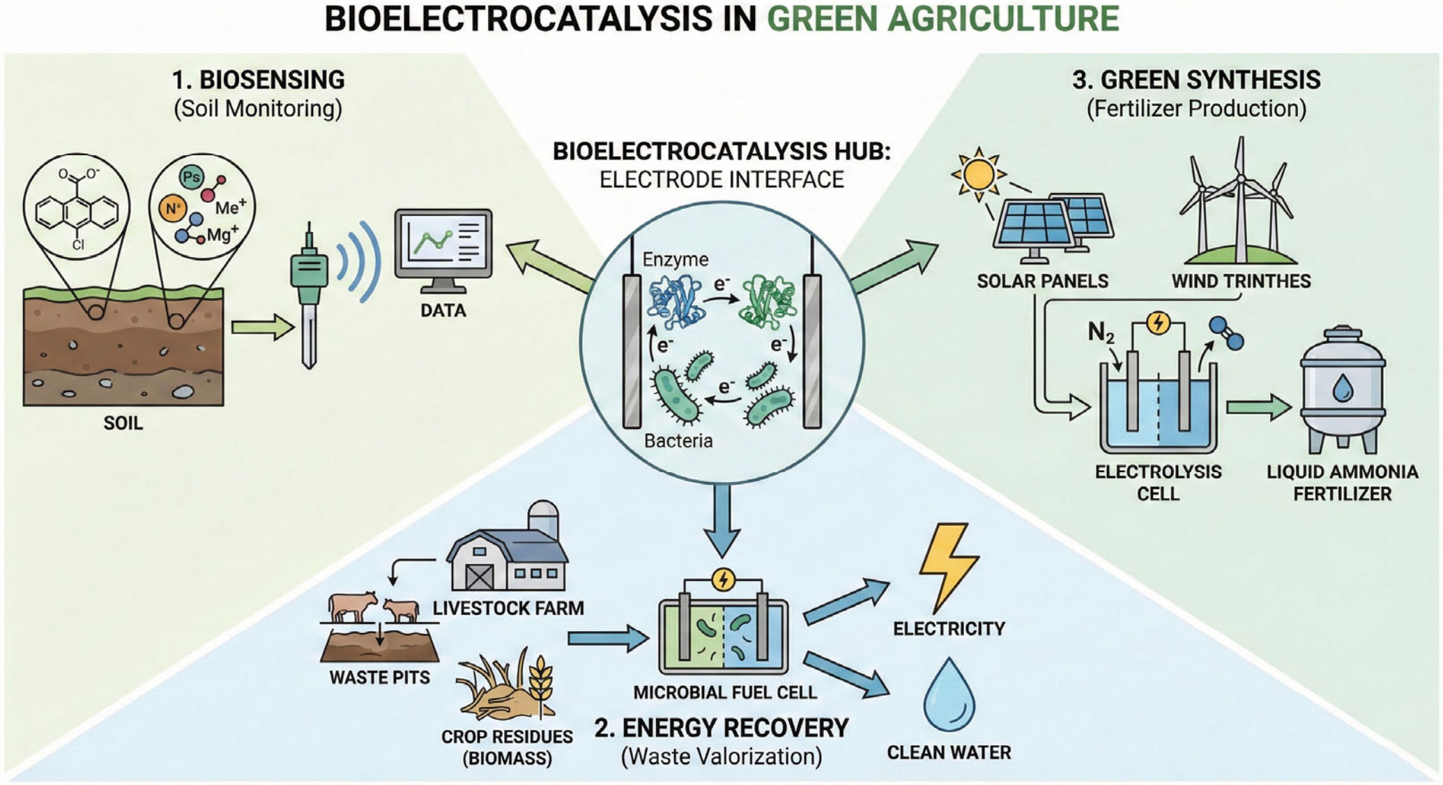 Bioelectrocatalytic Materials for Green Agriculture and Environmental Remediation